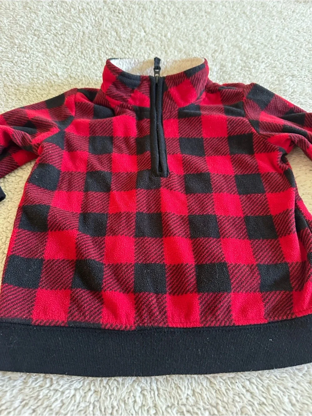 🦋Carter's Fleece Red/Black Buffalo Plaid Half-Zip Pullover